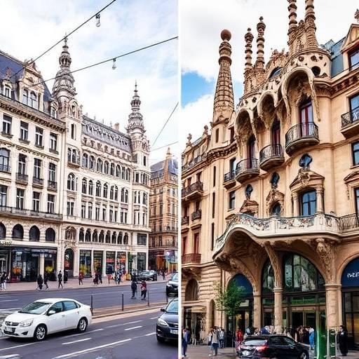 Contraste entre la Gran V&radic;&ne;a de Madrid y el modernismo de Gaud&radic;&ne; en Barcelona